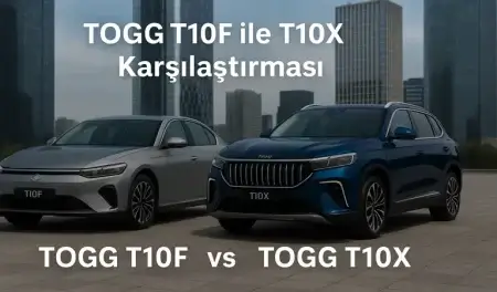 TOGG T10F ile T10X Karşılaştırması Görseli – Sedan ve SUV Yan Yana